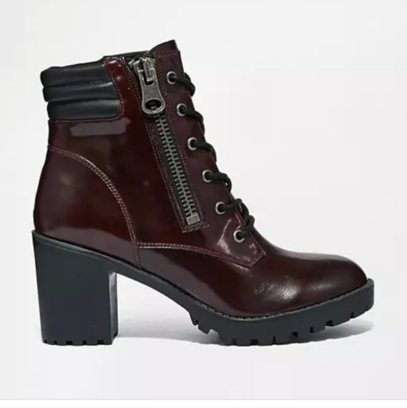 Steve Madden Womens Burgundy Andie Lace Up Y2K Chunky boots shoes sz 8 - Picture 12 of 12